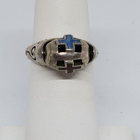 Vintage Sterling Silver Spinning Cross Ring (5.5) - Picture 1 of 6